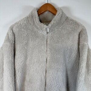 PINK Victoria's Secret Cozy Sherpa‎ Fleece Zip Up Jacket Women's XL Beige NWT